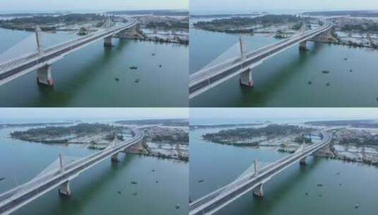 海南省万宁市港北大桥航拍风景高清在线视频素材下载