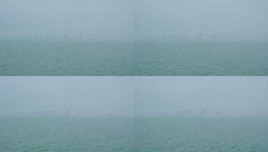雾气蒙蒙的海面 阴天大海高清在线视频素材下载