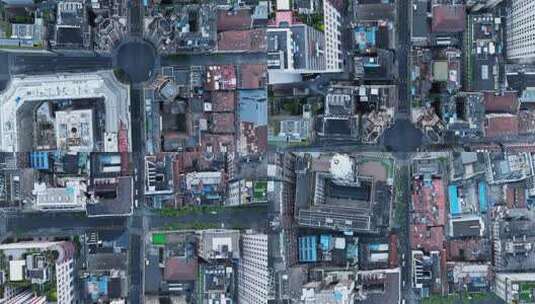 俯瞰上海城市街道道路交通高清在线视频素材下载