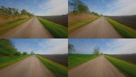 FPV无人机航拍绿色农场中的小路高清在线视频素材下载