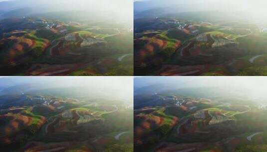 云南东川红土地大景航拍空镜头高清在线视频素材下载