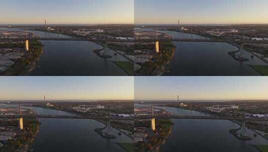 城市航拍港口大桥夜景墨尔本西门大桥高清在线视频素材下载
