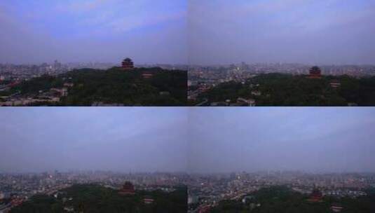 航拍杭州吴山城隍阁建筑风景视频高清在线视频素材下载