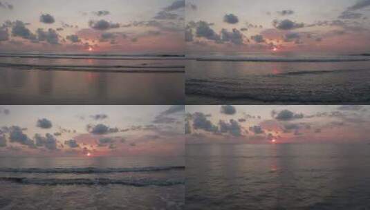 航拍日落时的海岸线高清在线视频素材下载