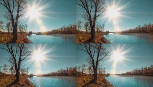 阳光照射湖面高清在线视频素材下载