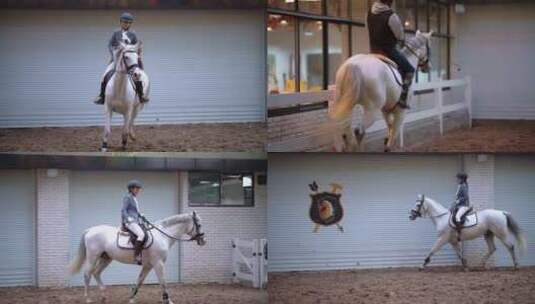马术运动骑马 室内骑马体验高清在线视频素材下载