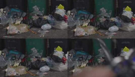 脏乱差垃圾堆城中村街边环境高清在线视频素材下载