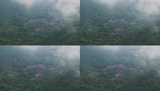 杭州西湖景区灵隐寺云雾航拍高清在线视频素材下载