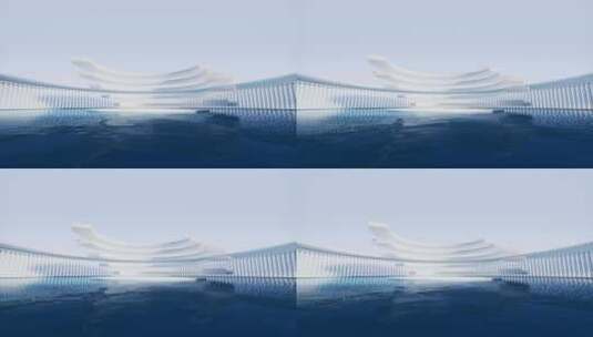 圆形建筑与水面背景3D渲染高清在线视频素材下载