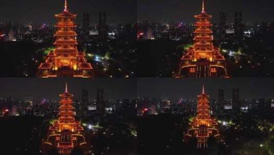 航拍佛山南海魁星阁夜景高清在线视频素材下载