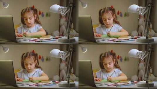 儿童在写作业高清在线视频素材下载