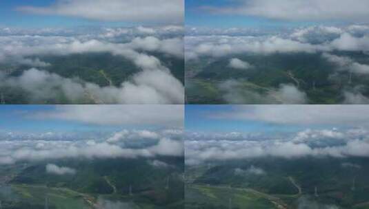 航拍中国东北长白山云朵与农田山川高清在线视频素材下载