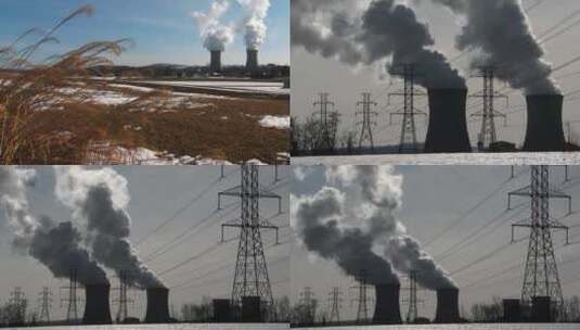 【4K】烟囱冒烟-空气污染-环境污染高清在线视频素材下载