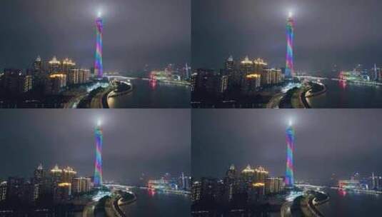 广州地标建筑高楼大厦夜景高清在线视频素材下载