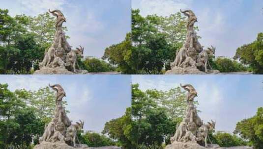 广州地标 五羊雕塑 越秀公园 延时高清在线视频素材下载
