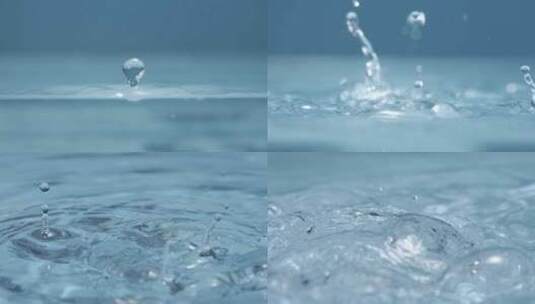 水滴滴落，水滴溅起水花，晶莹剔透的水高清在线视频素材下载