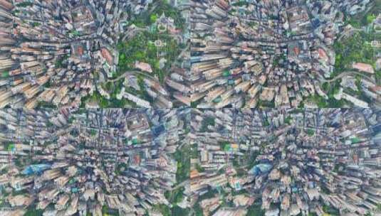 俯瞰香港密集城市建筑航拍视频4K30P高清在线视频素材下载