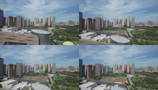 福建泉州东海新区CBD高楼建筑航拍高清在线视频素材下载
