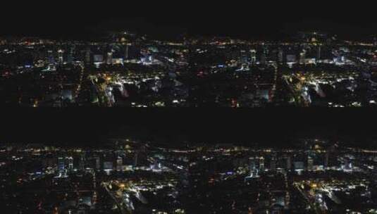 济南老城区泉城市广场夜景灯光航拍高清在线视频素材下载