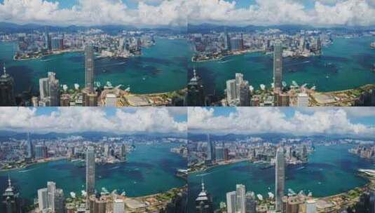 4K航拍香港中环维港太平山繁华高楼群宣传片高清在线视频素材下载