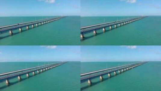 佛罗里达群岛7英里桥宽缓慢移动的左空中无人驾驶飞机拍摄高清在线视频素材下载