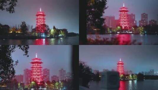 洋湖湿地公园白鹭塔（仅国庆期间开放红灯）高清在线视频素材下载