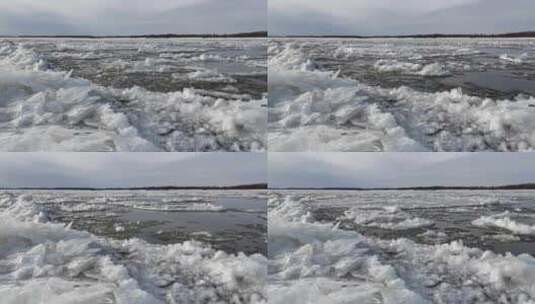 黑龙江跑冰排4K60帧 长时间视频高清在线视频素材下载