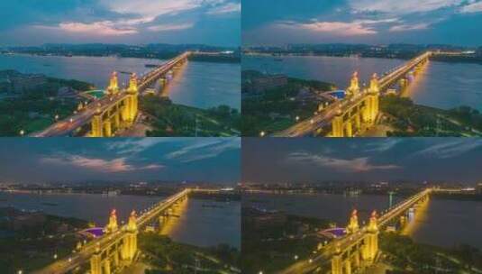 南京长江大桥夜景高清在线视频素材下载