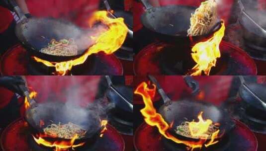 中式厨房大火炒菜高清在线视频素材下载