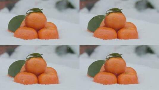 冬季冬天室外下小学窗台橘子高清在线视频素材下载