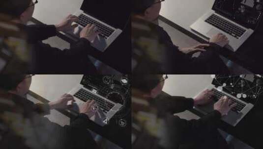 男人使用笔记本电脑工作高清在线视频素材下载