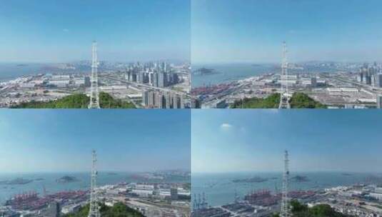 深圳小南山公园气象监测航拍信号微波发射塔高清在线视频素材下载