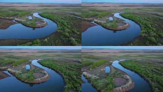 海拉尔河湿地高清在线视频素材下载