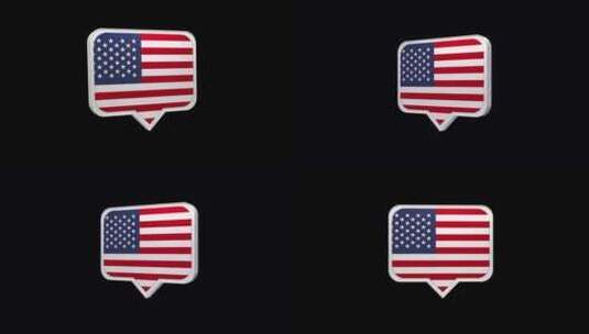 美国国旗别针图标高清在线视频素材下载