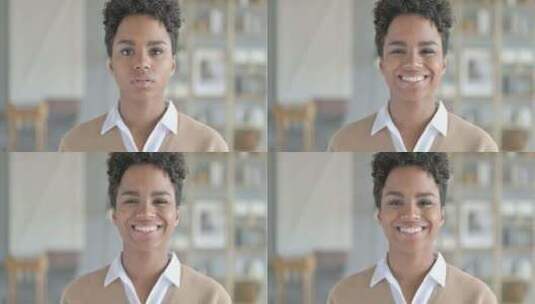 微笑开朗的非洲女孩肖像高清在线视频素材下载