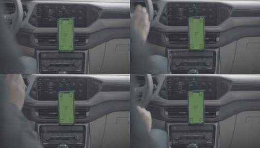 开车车内手机视频通话绿幕绿屏抠像素材高清在线视频素材下载