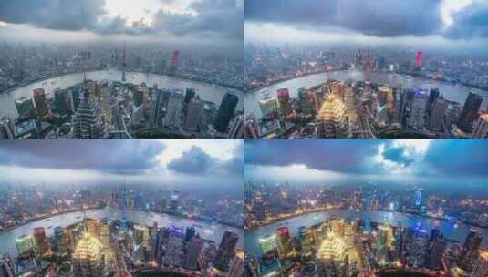 4k超清上海城市白天转夜景延时摄影高清在线视频素材下载
