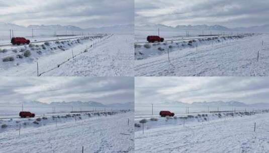 冬季新疆自驾 公路自驾 旅行 冰天雪地高清在线视频素材下载