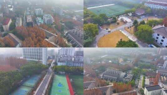 上海杨浦区同济大学本部航拍校园风景风光高清在线视频素材下载