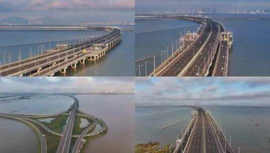 珠海洪鹤大桥航拍合集高清在线视频素材下载