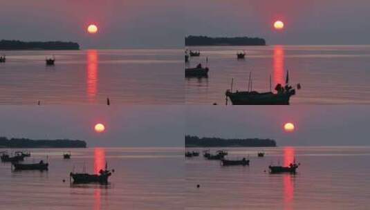 海南光村银滩傍晚夕阳高清在线视频素材下载