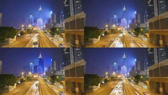 香港夜景街道交通延时拍摄高清在线视频素材下载