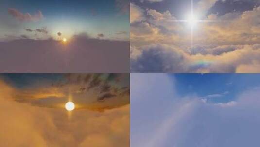 天空中云层之上的日出高清在线视频素材下载