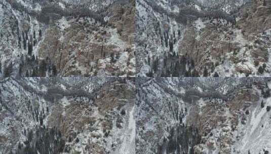 美国犹他州冬季美国福克峡谷陡峭的岩石山脉高清在线视频素材下载