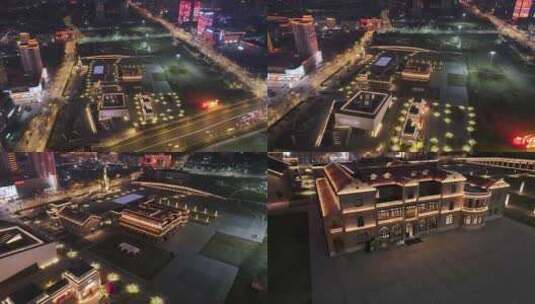 石家庄 正太广场 解放广场 夜景航拍高清在线视频素材下载