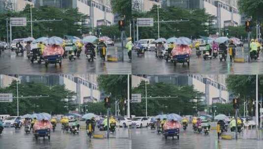 升格雨天的外卖小哥高清在线视频素材下载