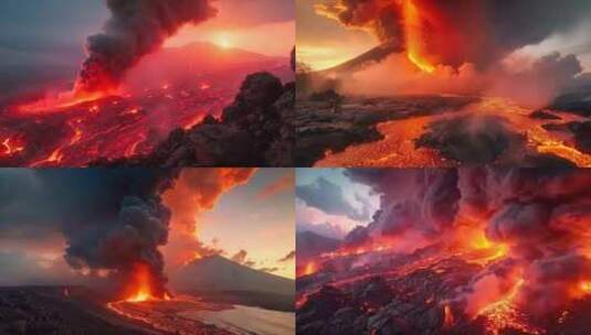 末日活火山爆发喷发岩浆自然灾害素材原创动高清在线视频素材下载