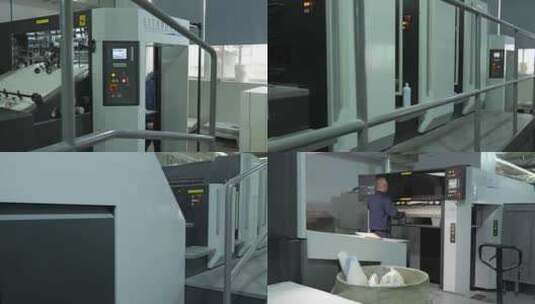 印刷厂里纸张运输裁剪流水线设备5高清在线视频素材下载