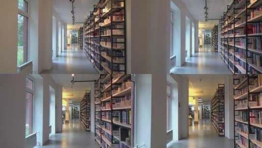 图书馆的书架长廊高清在线视频素材下载