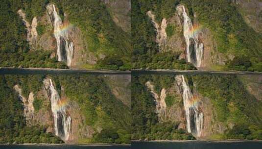 米尔福德海峡巨大瀑布上闪耀的彩虹。密苏里高清在线视频素材下载